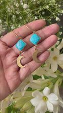 Load and play video in Gallery viewer, Turqoise and new moon earrings