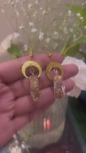 Load and play video in Gallery viewer, Clear quartz star and moon earrings
